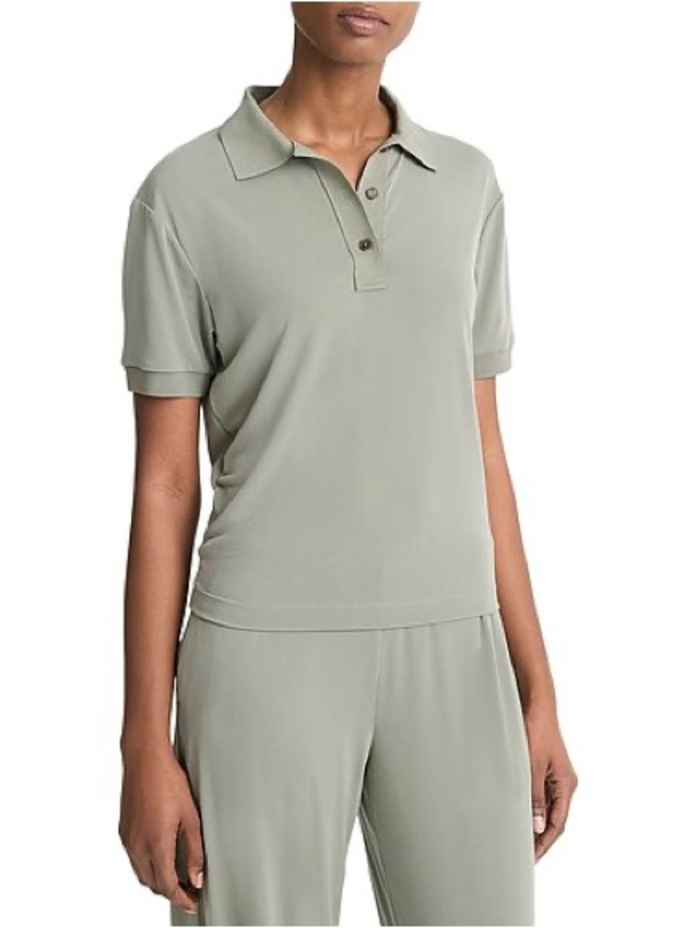 Vince Short Sleeve Polo Shirt Green XS
